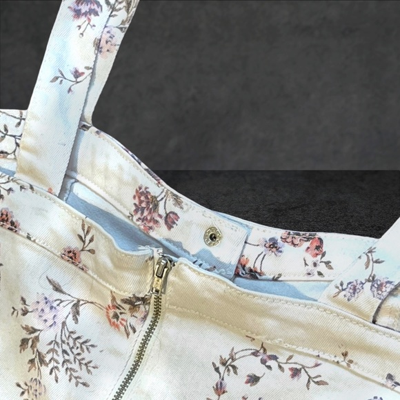 No Boundaries Overall Dress Floral White Denim 2XX/19 - Picture 2 of 16